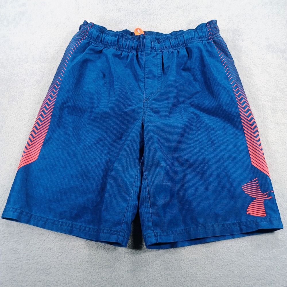 Under‎ Armour Boys Shorts Blue YMD Medium Orange Graphic Athletic